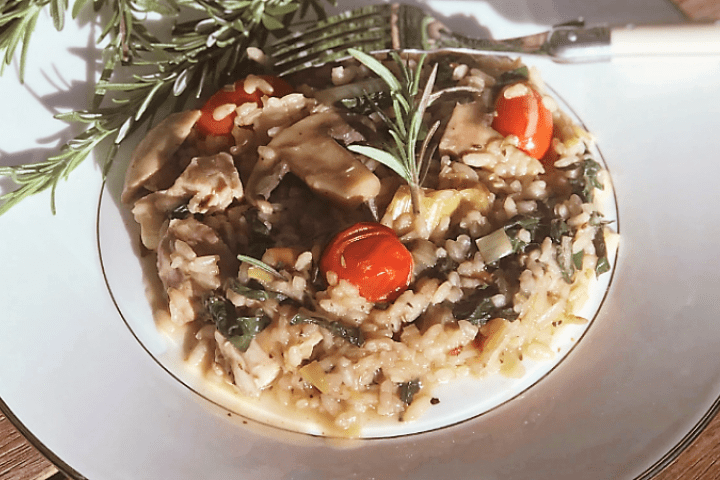 Risotto on a white plate