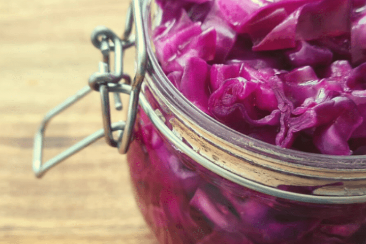 Turkish pickled red cabbage in a jar