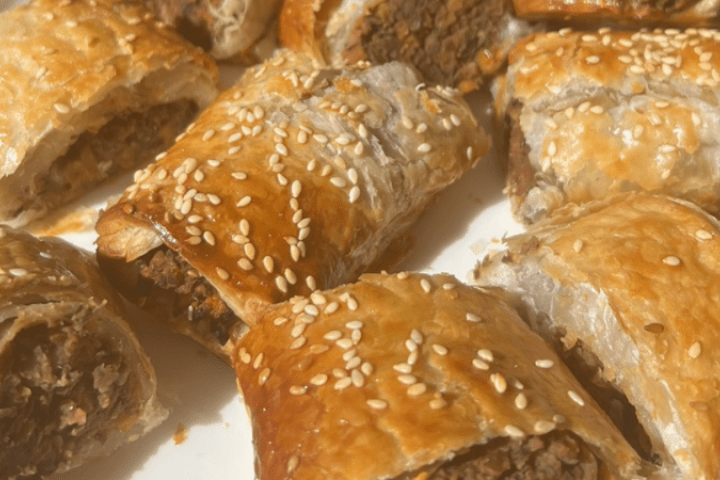 Plate of black bean sausage rolls