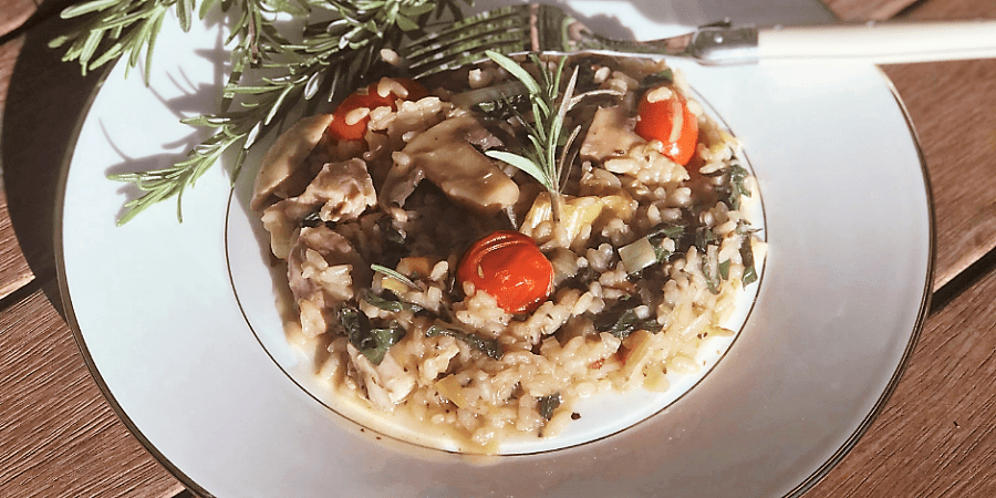 Risotto on a white plate