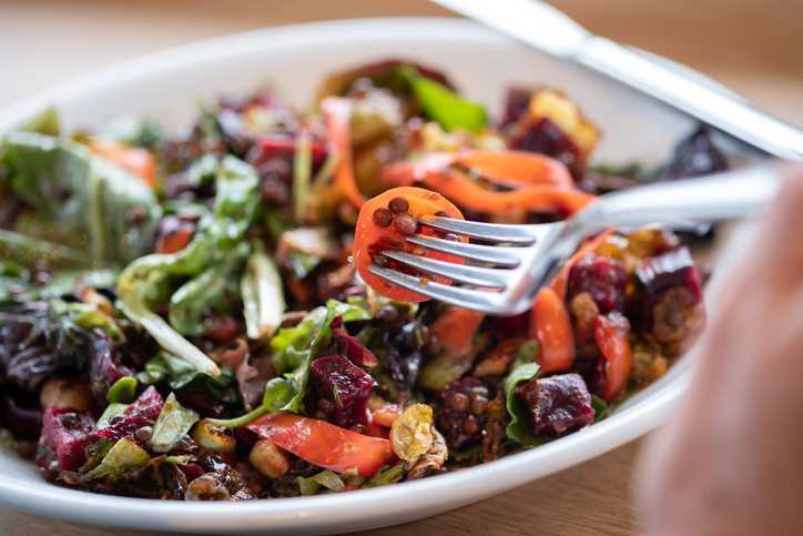 Bowl of vegetables and lentils