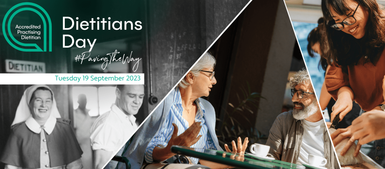 Image depicting dietitians past, present, and future