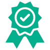 Badge with a checkmark in the center,
