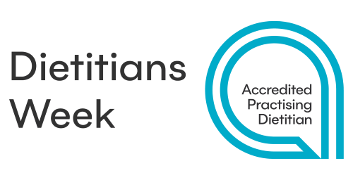 On the left is text that reads 'Dietitians Week' and on the right is the APD logo in blue with the words 'Accredited Practising Dietitian' inside the logo.