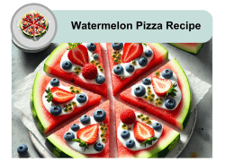 A round slice of watermelon cut into wedges to resemble a pizza, each topped with strawberries, blueberries, raspberries, passionfruit, and a dollop of yogurt or cream.